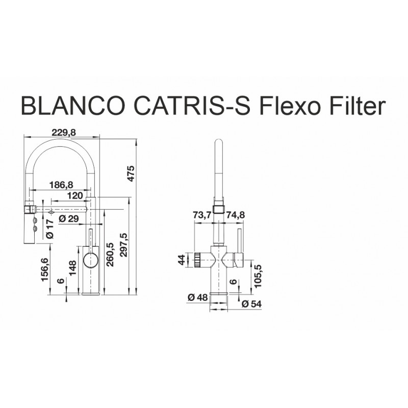 Кухонный смеситель Blanco CATRIS-S Flexo Filter (526707) чёрный матовый