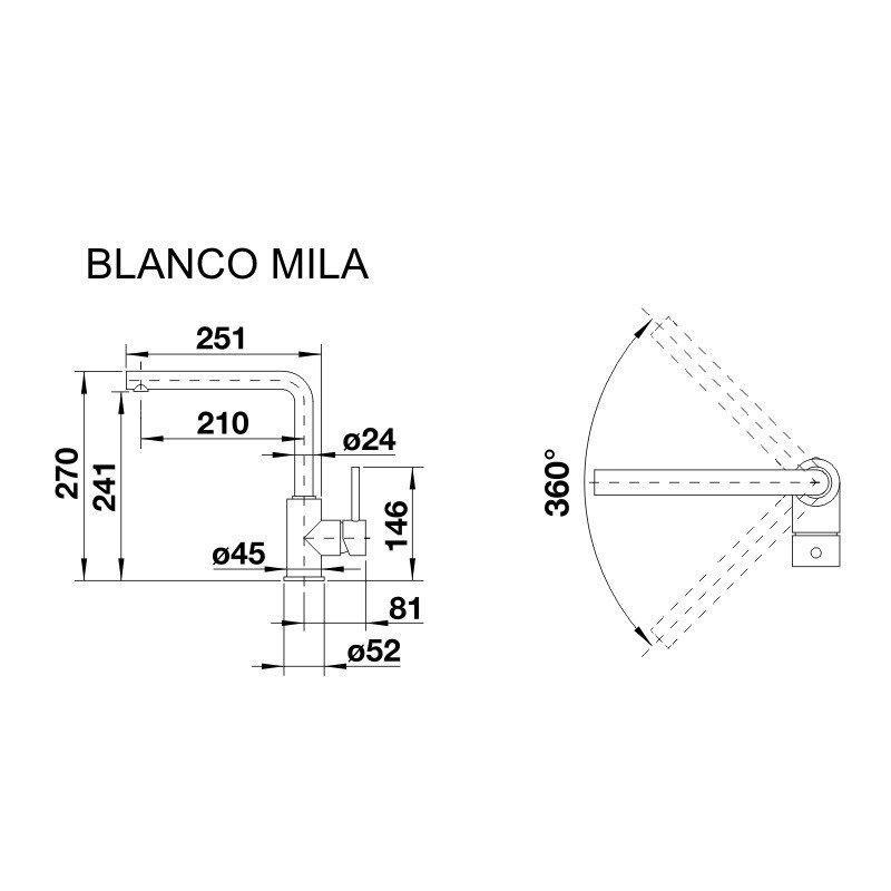Кухонный смеситель Blanco MILA (526657) чёрный матовый
