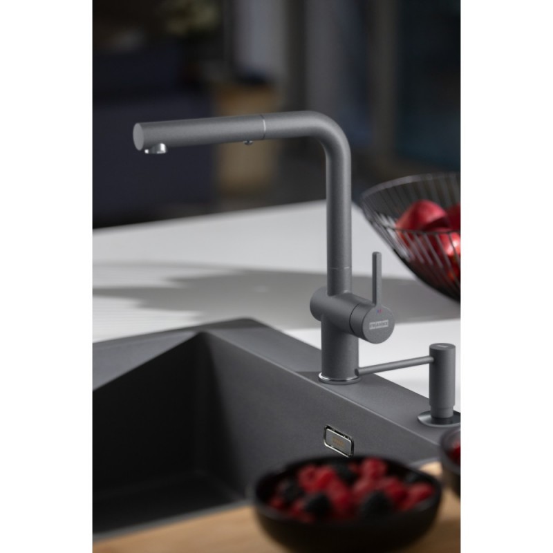 Кухонный смеситель Franke Active L Pull Out (115.0721.464) серый сланец
